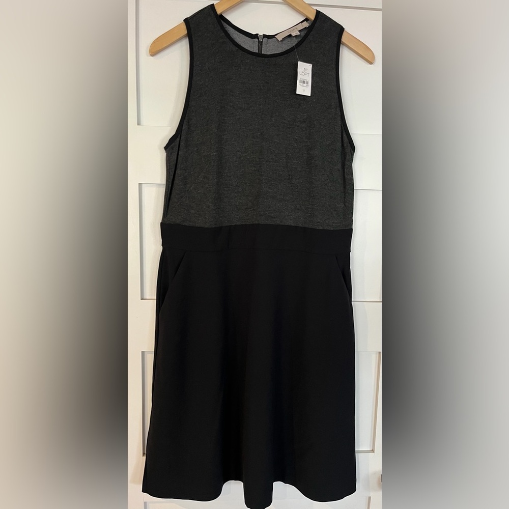 NWT LOFT Charcoal and Black Sleeveless Dress